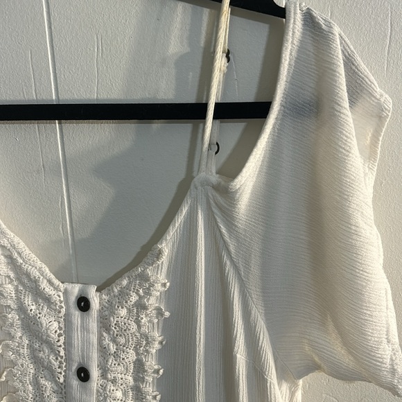 Target Crochet Off-the-Shoulder Romper - Boho, White, Flowy, Lined, Plus Size XL - Picture 5 of 8